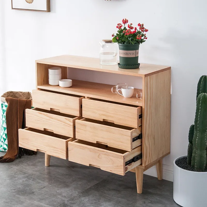 The product can be customized modern simple solid wood sideboard small apartment drawer storage locker home living room display