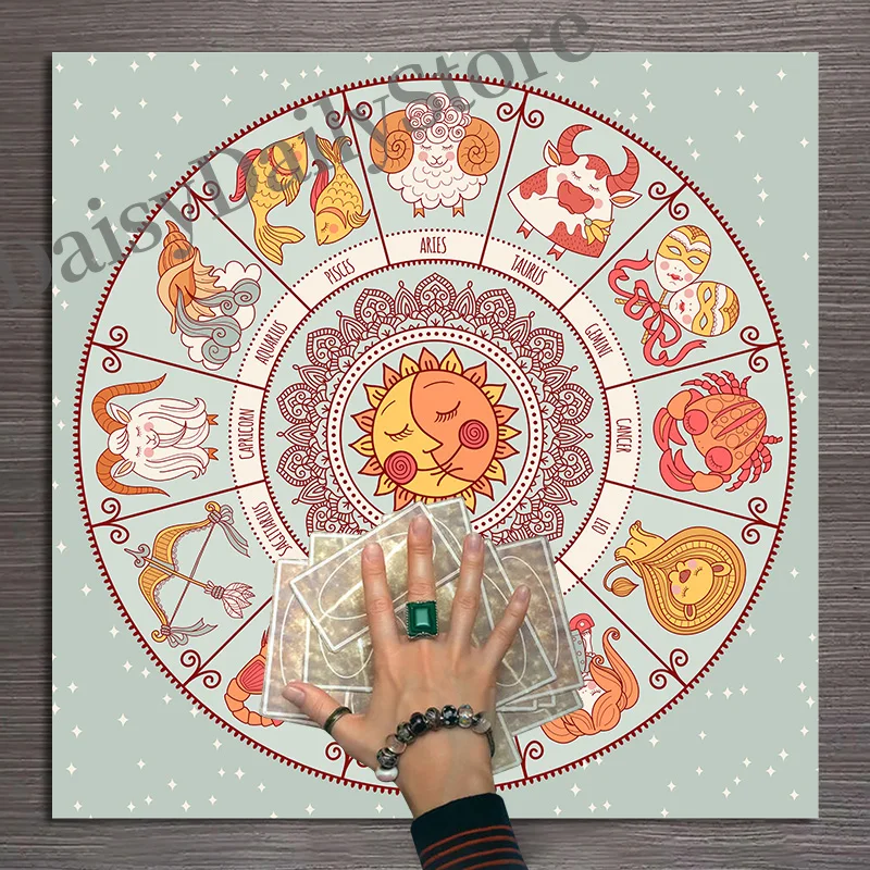 12 Constellations Altar Cloth Mandala Tarot Tablecloth Divination Altar Cloth Board Game Fortune Astrology Card Pad Tarot Decks