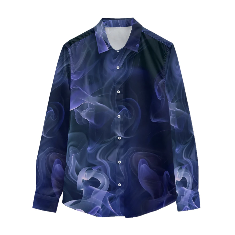 Purple smoke printed pattern long sleeved shirt, Spring and Autumn new style