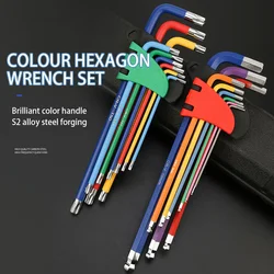 9Pcs S2 Alloy Steel Hex Key Allen Wrench Hand Tool 1.5/2/2.5/3/4/5/6/8/10mm Quick Snap Adapter Tool Ball Head/Plum Blossom Head