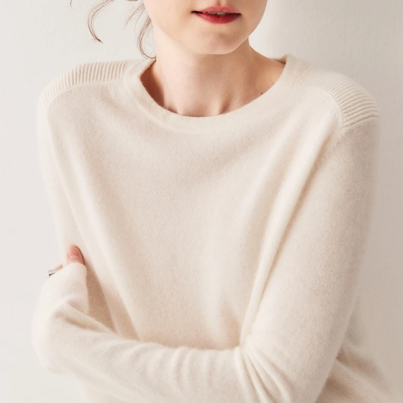 

2025 Autumn Winter Women's Cashmere Pullover 100% Cashmere Knit Sweater Solid Long Sleeve Knitting Pullover Female Clothing Top