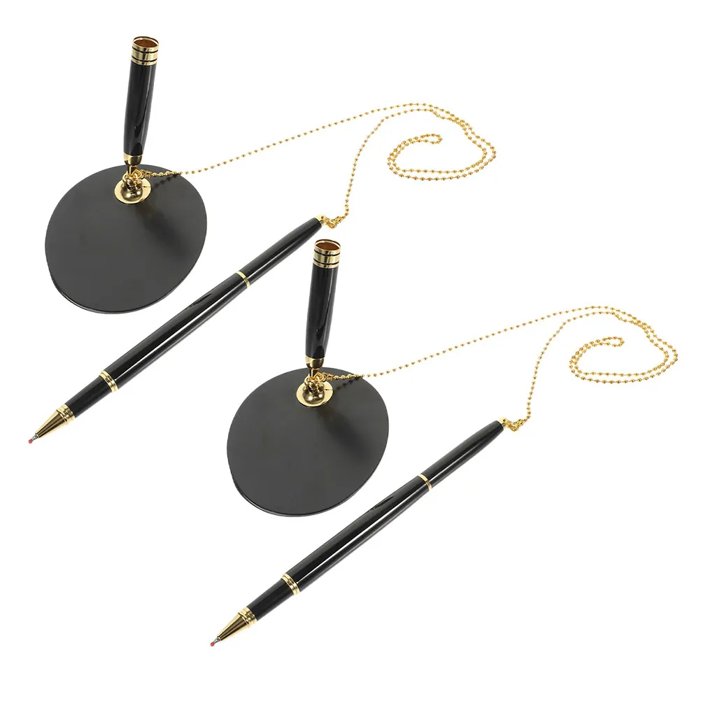 

2Pcs Desk Pen Signature Smooth Writing Gel Ink Pen Fixed Counter Ergonomic Design Office Reception Retail Pens for Women