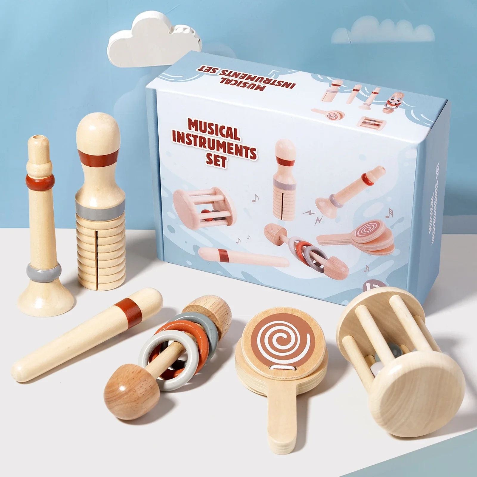 Juguetes musicales Montessori de madera para niños, instrumentos educativos de percusión para edades tempranas, regalos de cumpleaños para niños pequeños, niñas y niños