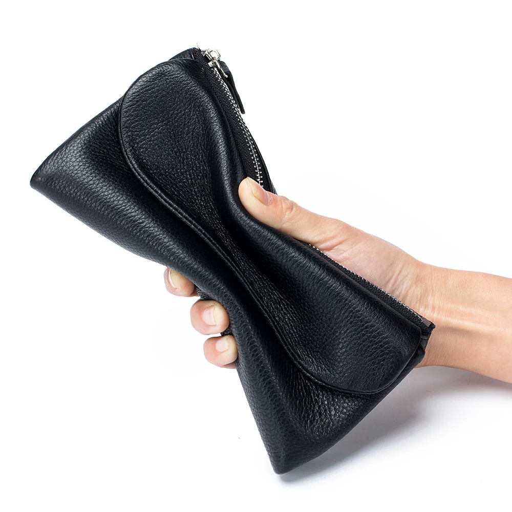 Nuovi portamonete di lusso morbido in vera pelle di mucca portafoglio lungo da donna porta carte funzionale Multi tasche portamonete stile semplice