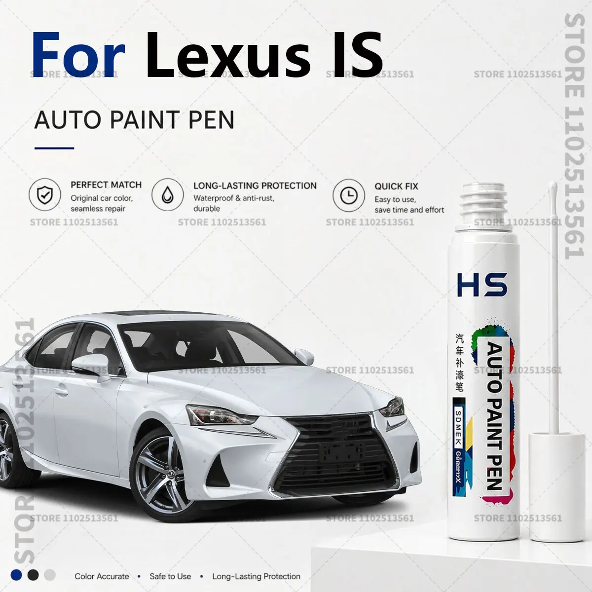 Touch Up Paint Pen – Quick Car Scratch Repair for Chips & Minor Scratches For Lexus IS White Silver Infra red Ultrasonic Blue