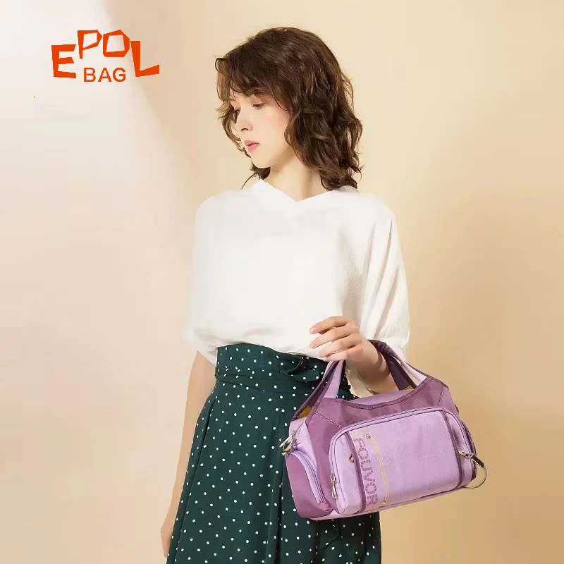 EPOL Versatile Handbags Patchwork Color-blocking Durable Shoulder Bags 2025 Smooth Zippers Lightweight Woman's Bags 2386-05