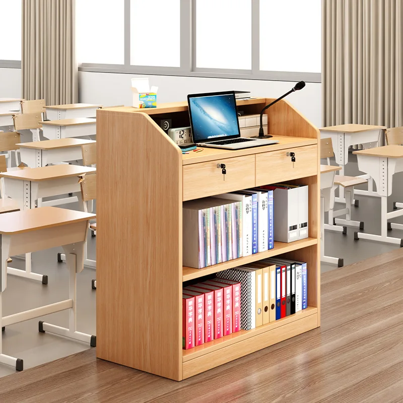 Podium Teacher Lecture Table Multimedia Lecture Platform Welcome Desk School Classroom Table Host Desk Speaker Desk