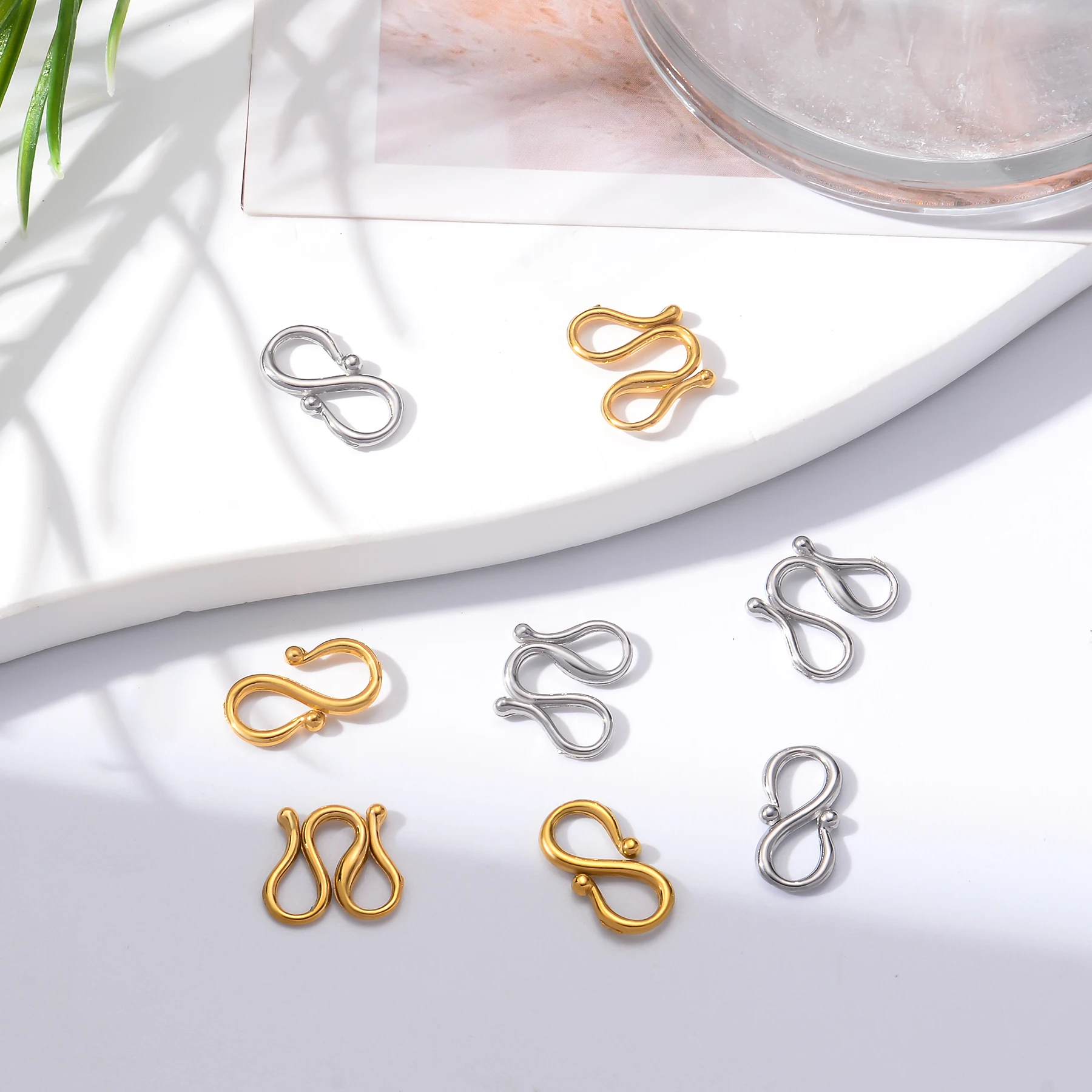 الجملة 20 قطعة الفولاذ المقاوم للصدأ S M شكل مجوهرات المشابك السنانير نهاية المشبك موصل ل قلادة سوار صنع المجوهرات العثور