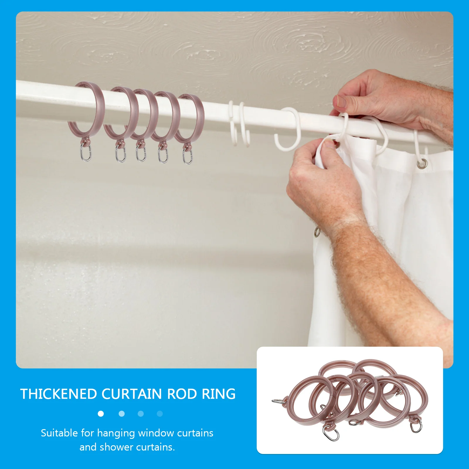 

20 Pcs Window Curtain Pull Ring Black Rings Fixing Accessory Metal Thickened Plastic