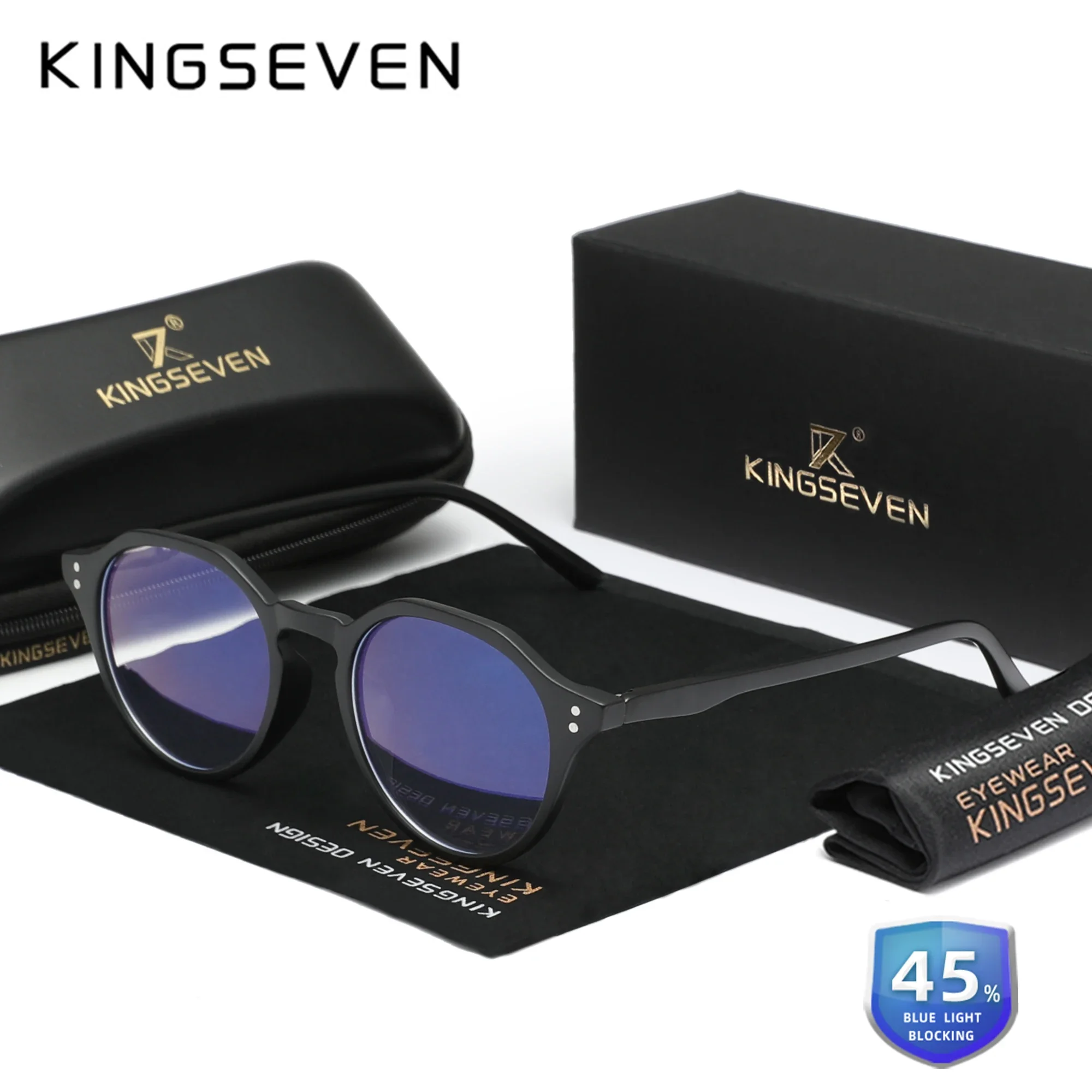 KINGSEVEN Classic Blue Light Blocking Glasses For Men Women Daily Working Studying Computer Protection Eyeglasses