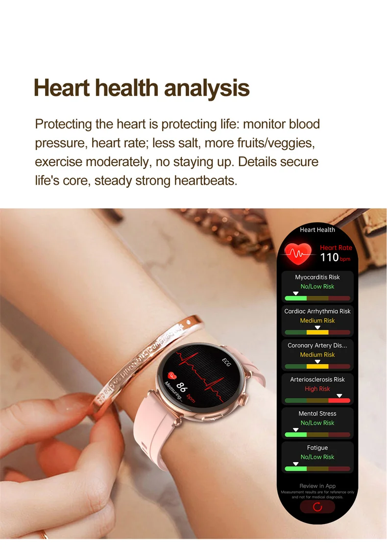Damen-Smartwatch mit 1,32-Zoll-AMOLED-Bildschirm, Anruffunktion, EKG, Sportuhr, Blutdruckmessung, Mikro-Physikalische Untersuchung, KI-Zifferblatt, Damen-Smartwatch – Detail 10