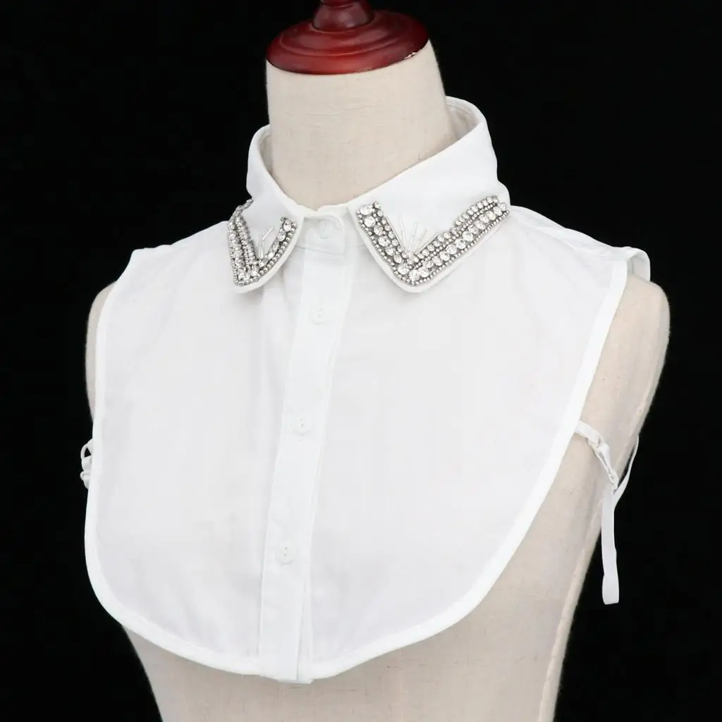 Women Detachable Peter Pan Chiffon Collar Faux Removable Blouse Bib for Office and Dress Accessory