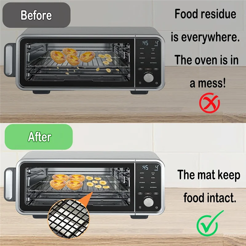 حصيرة فرن BAAM لأسفل الفرن لملحقات مقلاة الهواء النينجا الوجه وأوراق حصيرة الخبز ومقلاة الهواء
