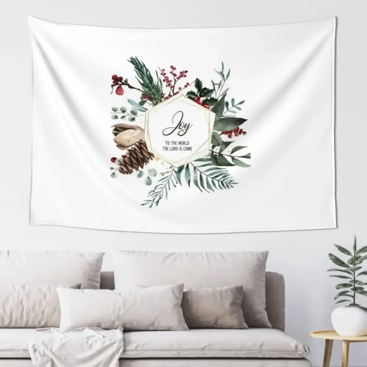 

Joy To The World, Christmas Wall Art, Christian Home Decor, Watercolor Painting Tapestry Wall Hanging Decor Tapestry