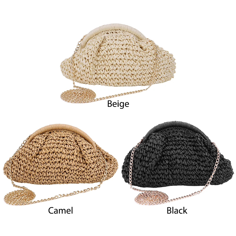 

Women Straw Woven Bag Handmade Fashion Shoulder Bag Large Capacity Stylish Crossbody Bag Solid Color for Party Vacation