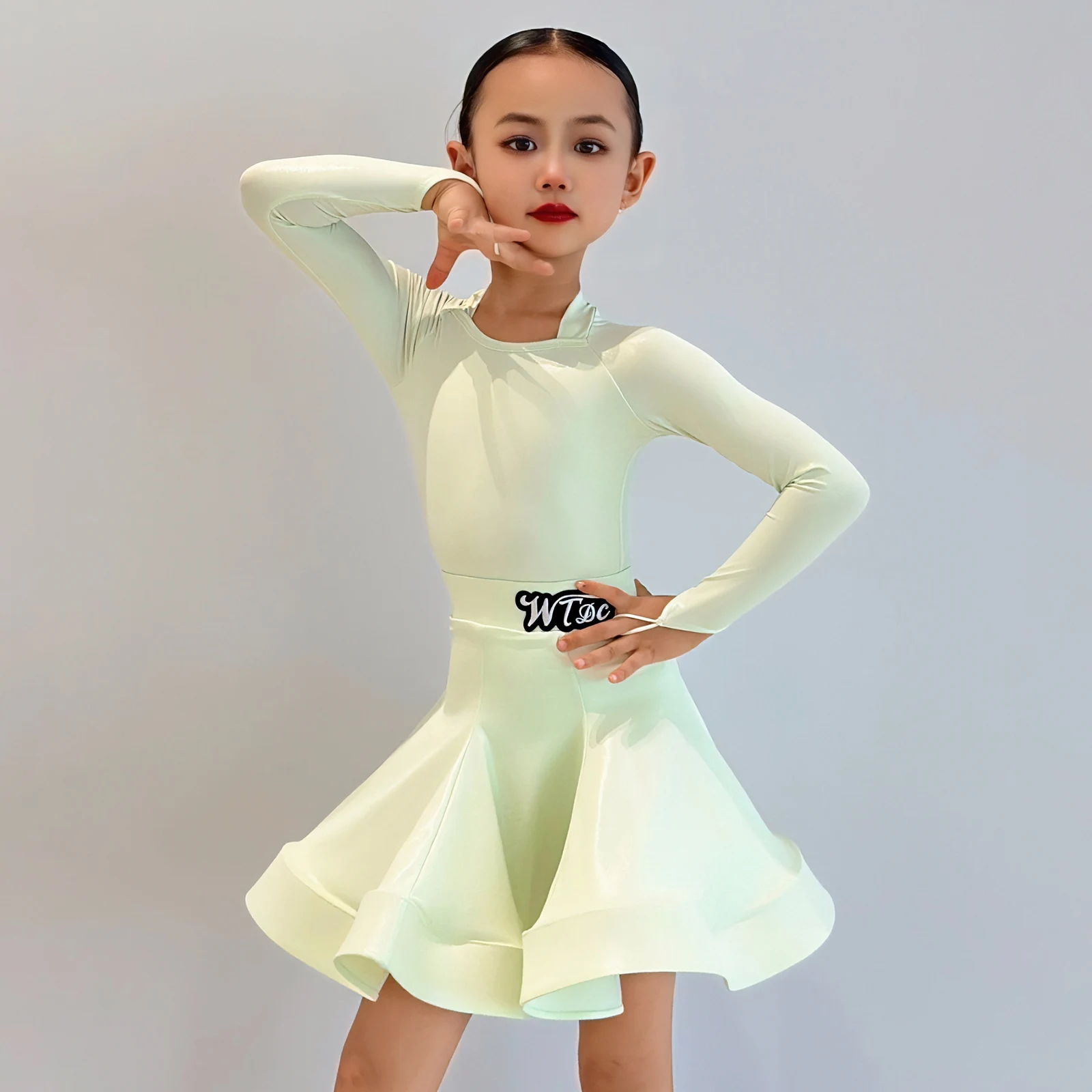 Fashion Girls Long Sleeves Latin Dance Competition Costume Children'S Samba Ballroom Dance Dress Kids Dancing Wear SL13348