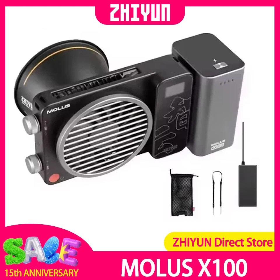 ZHIYUN MOLUS X100 100 Вт COB освещение для фотосъемки 2700-6500K двухцветный карманный светильник для видеосъемки на открытом воздухе в реальном времени