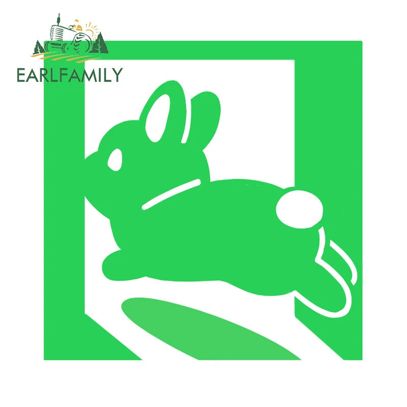 EARLFAMILY سلامة خروج أرنب صورة ظلية ملصقات السيارات الحيوان الهروب الفينيل سيارة التفاف ملصق Campervan مناسبة لتصفيف جدار السيارة