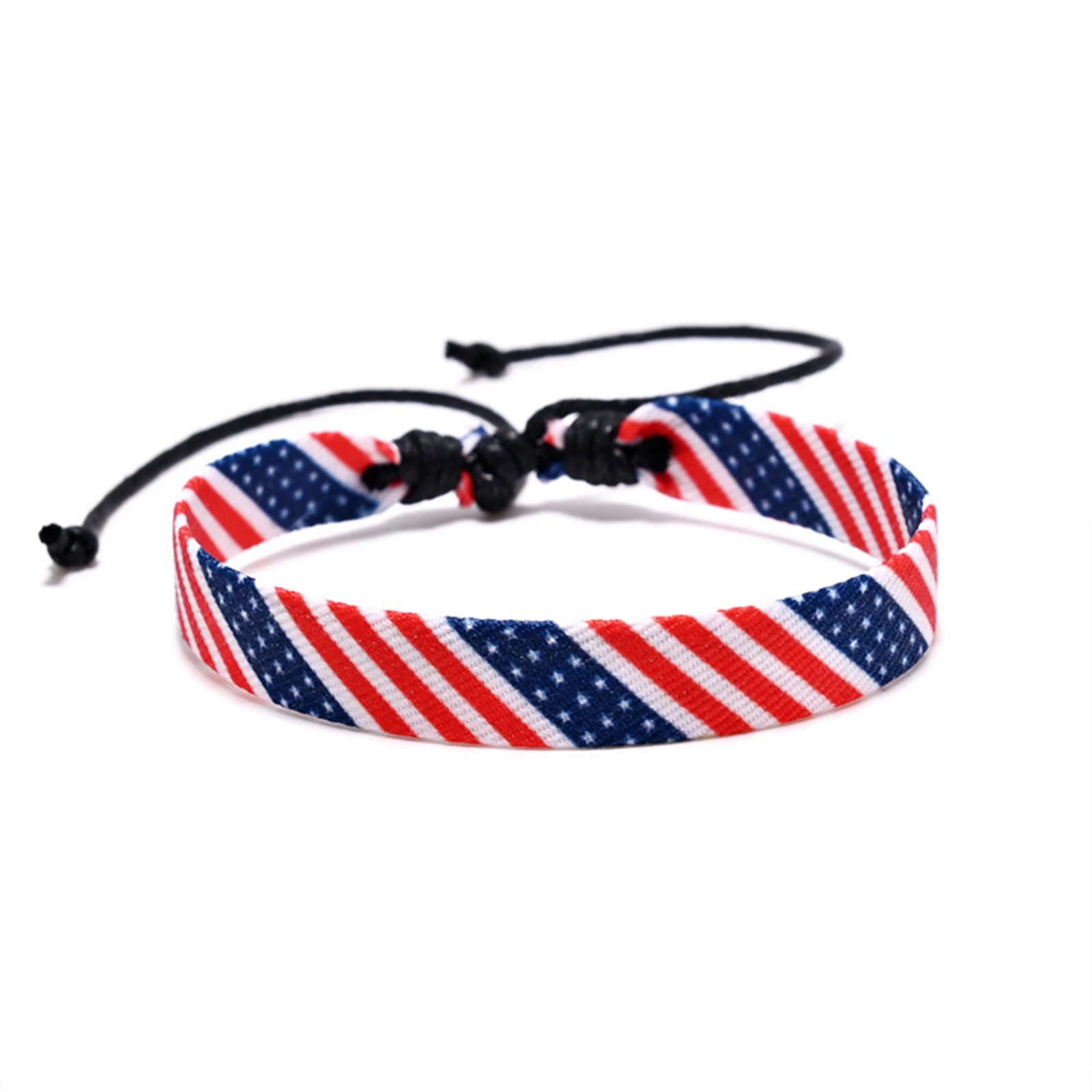 

American Flag Bracelet for Women Men 4th Of July Independence Day Couple Star Flag Striped Woven Bracelet Adjustable Rope