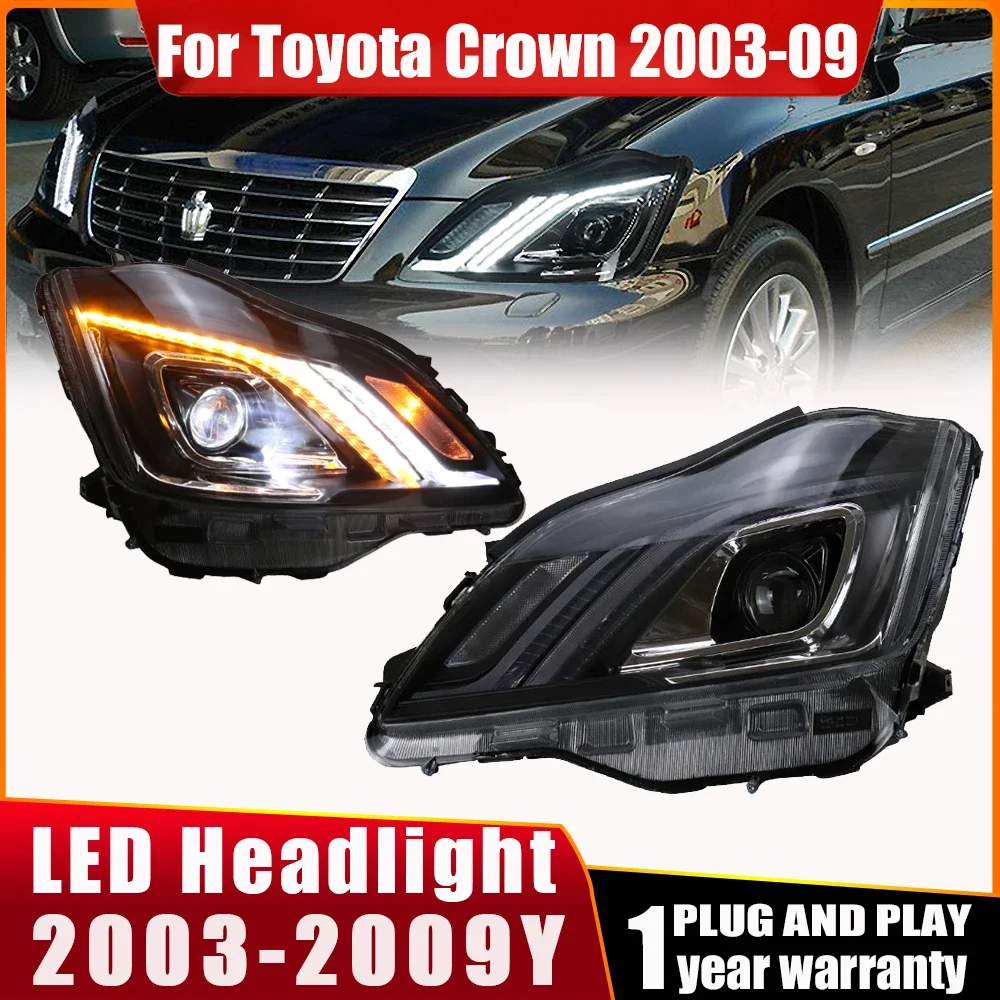 

For Toyota CROWN LED Headlight 2003-2009 Headlights DRL Turn Signal High Beam Angel Eye Projector Lens Head Lamp Car Accesorios