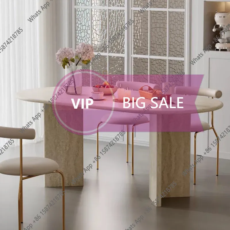 

Y65 Modern Simple Living Room Light Luxury Stone Cave Stone Dining Table Long Table Oval Size Apartment Home Wabi Sandy Wind Adv