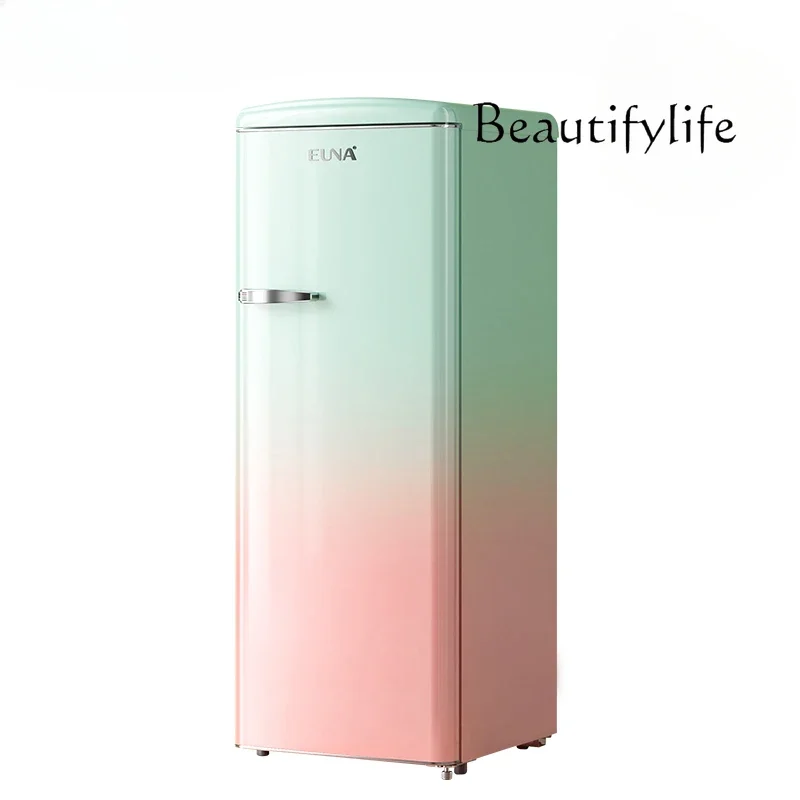 

Retro refrigerator household living room small refrigerated frozen single door large capacity white green