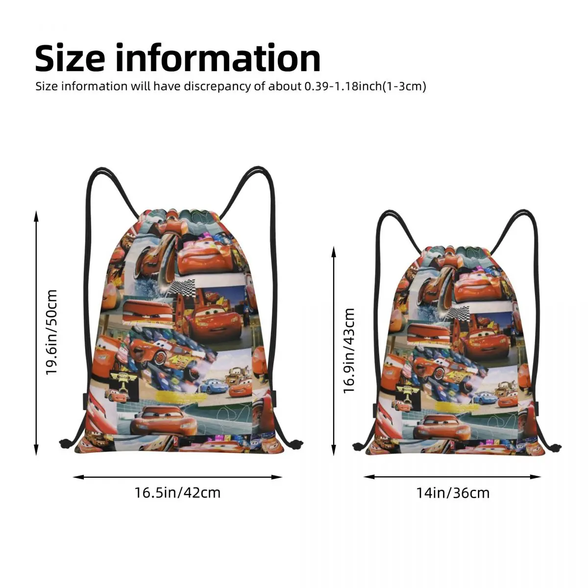 The Game Start Lightning Mcqueen Cars Drawstring Backpack Sports Gym Bag Water Resistant String Sackpack for Working Out