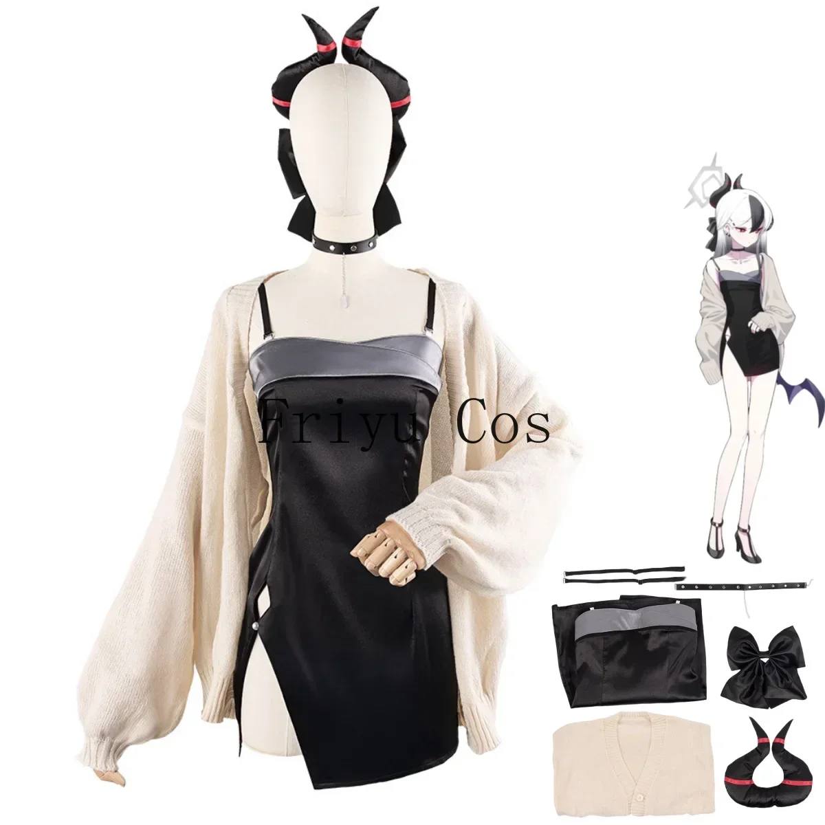 

Game Blue Archive Onikata Kayoko Cosplay Costume Knitwear Coat Dress Evening Dress Woman Sexy Kawaii Carnival Halloween Suit
