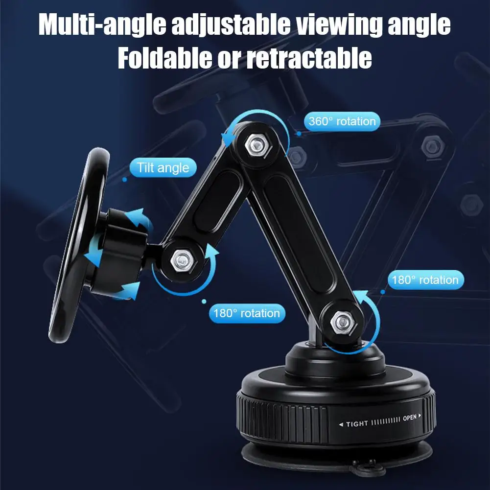Magnetic Car Phone Holder 360° Rotatable Foldable Vacuum Suction Cup Mount Dashboard Stand GPS Bracket Auto Accessories