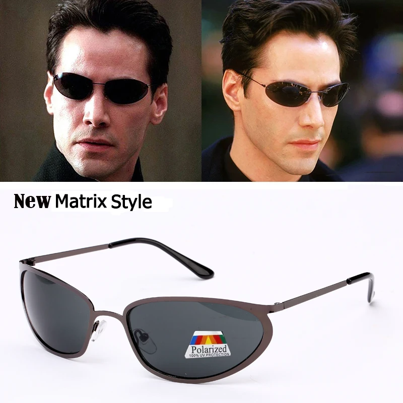 2025 The Matrix Style Polarized Sunglasses Rivets Men Driving titanium Neo Style polygon Sun Glasses for Men