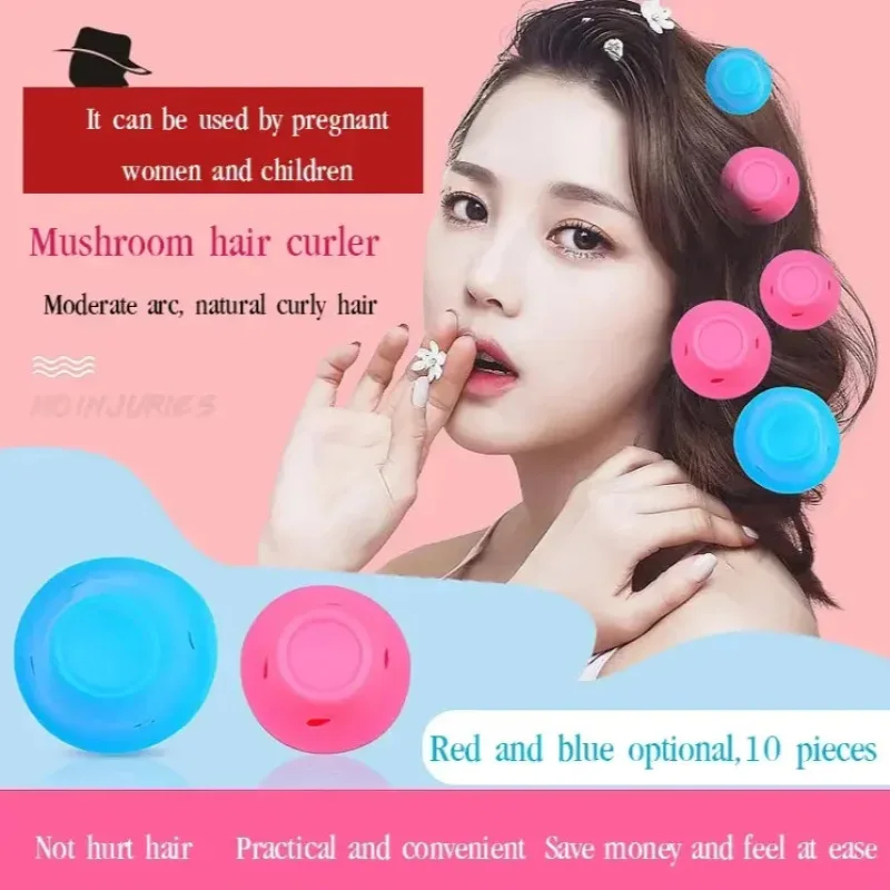 Sleeping Mushroom Pink Curlers Bells Blue Curlers