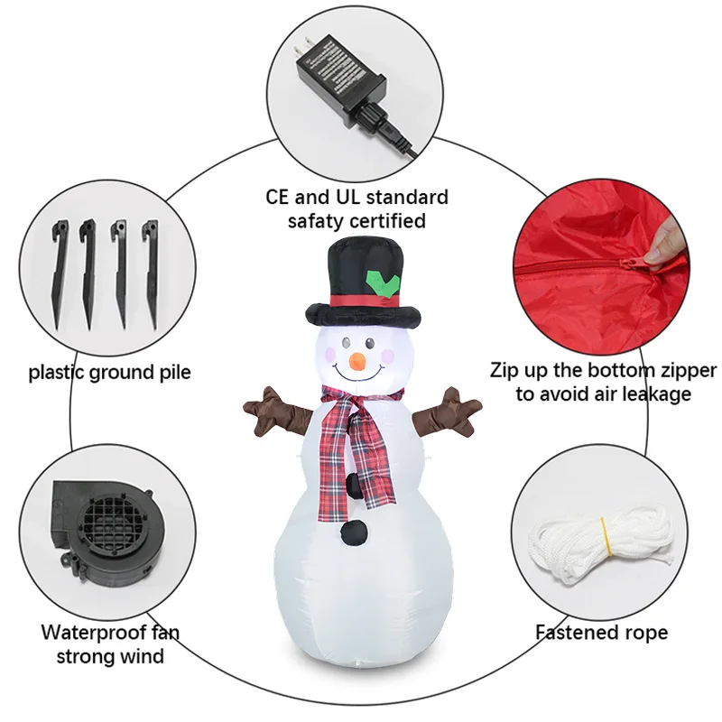 1.2 meters built-in LED inflatable Christmas snowman air model outdoor courtyard lawn Christmas party decoration