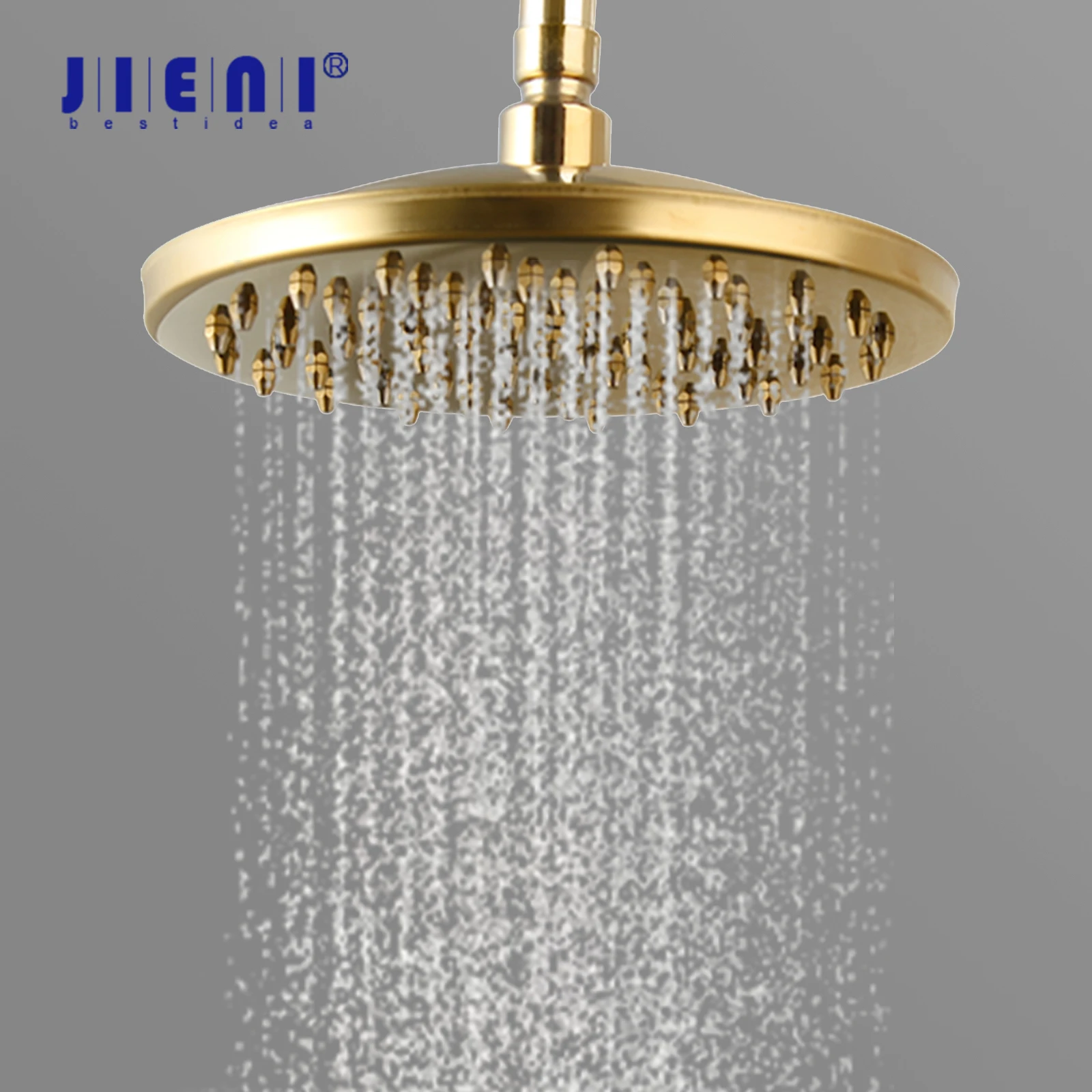 

JIENI Round Solid Brass 8 Inch Shower Heads Rainfall 360° Rotation Showerhead Bathroom Saving Water Bathroom Accessories