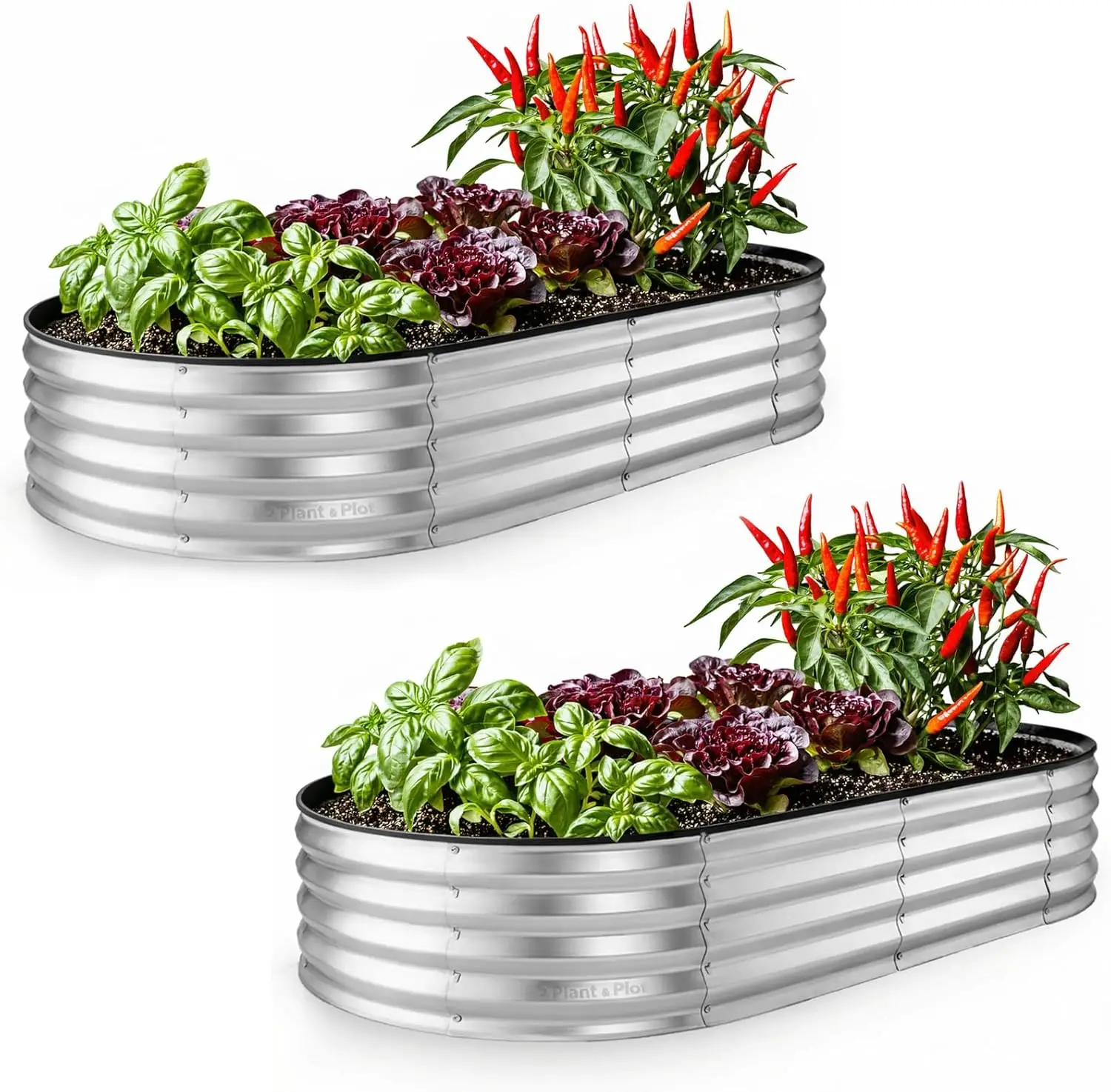 

Оцинкованные приподнятые грядки для сада, 6x3x1 фут, металлический ящик-клумба для овощей и цветов, безинструментальная сборка (серебристый)