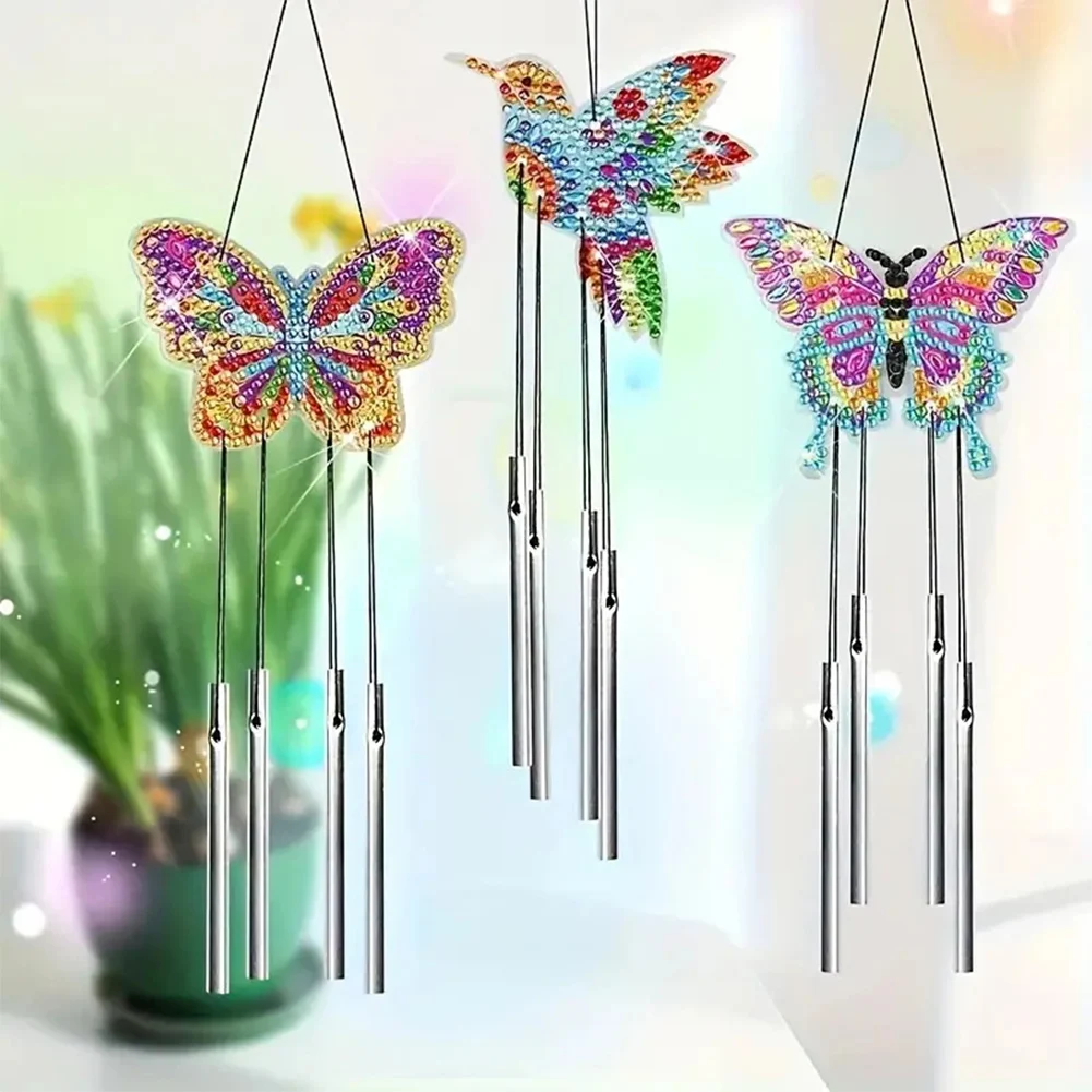 

Diamond Art Painting Wind Chime Acrylic Animal Fairy Flower Diamond Art Painting Wind Bell Hanging Sign Bedroom Decoration