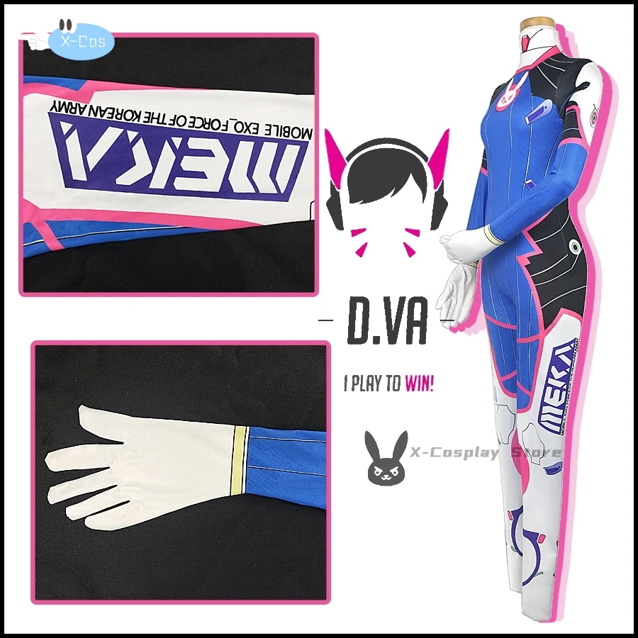 Anime Woman Jumpsuit Tights Dva Cosplay Costume Game Zentai Wig Cosplay Props Headphone Suit D.Va Cos Party Halloween Costumes