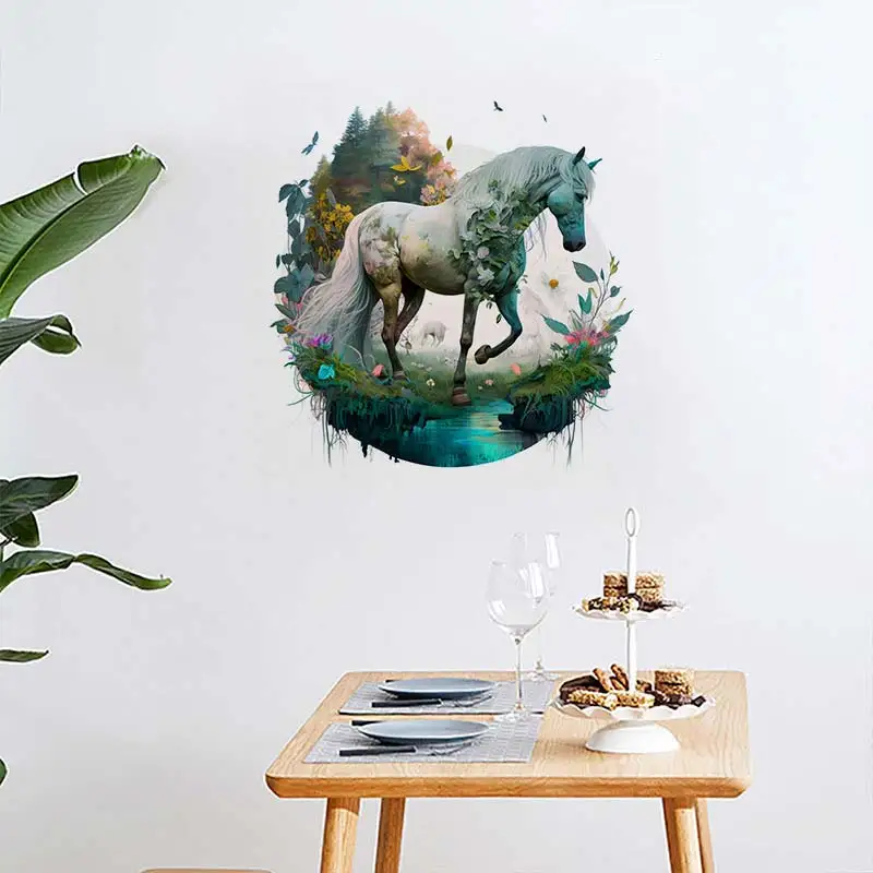 Horse Watercolor Wall Stickers Living Room Sofa Background Decoration Wallpaper For Home Decor Kids room Art Decals Sticker M938