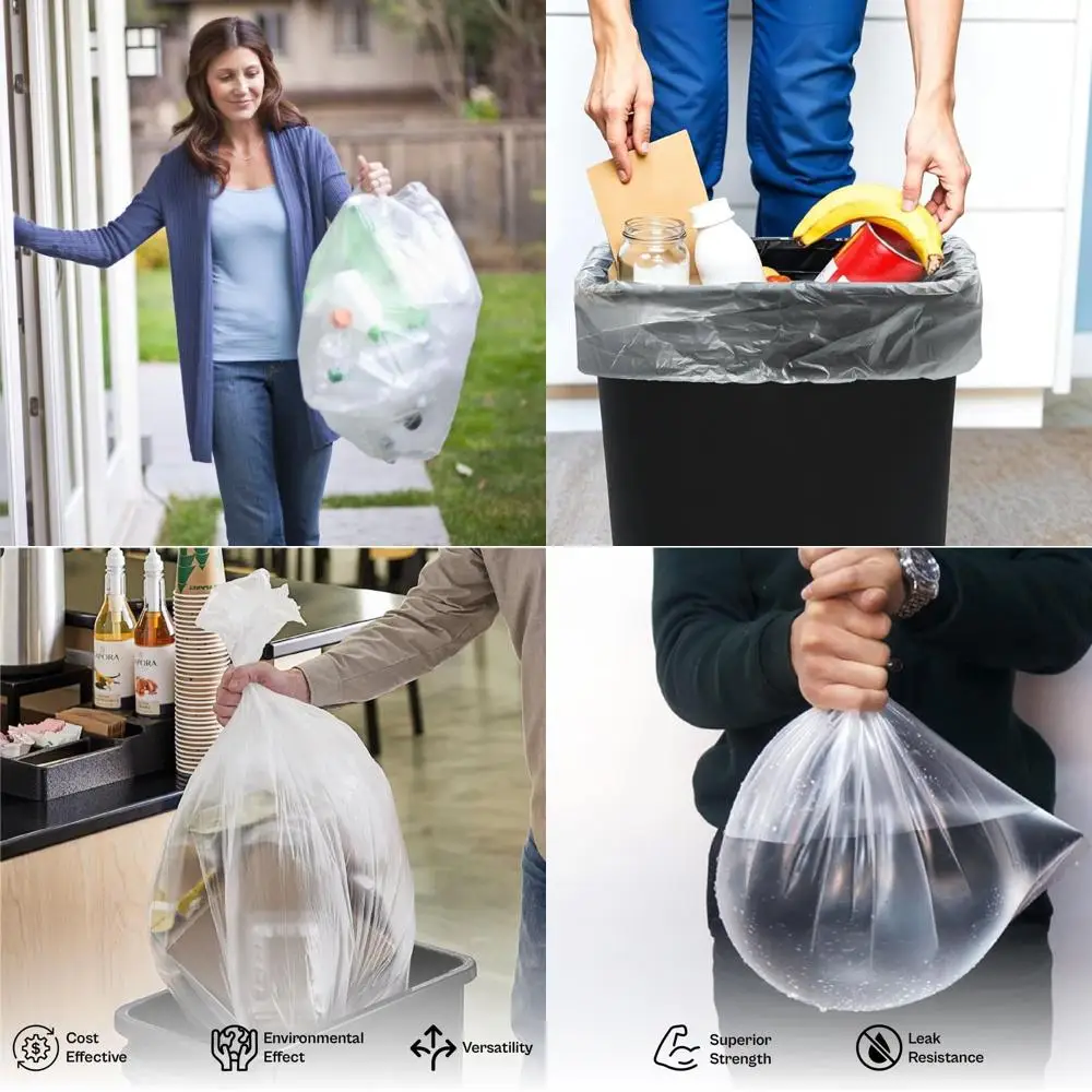 

40-45 Gallon Clear Trash Bags, 250 Pack, Ideal for Commercial Kitchens and Offices