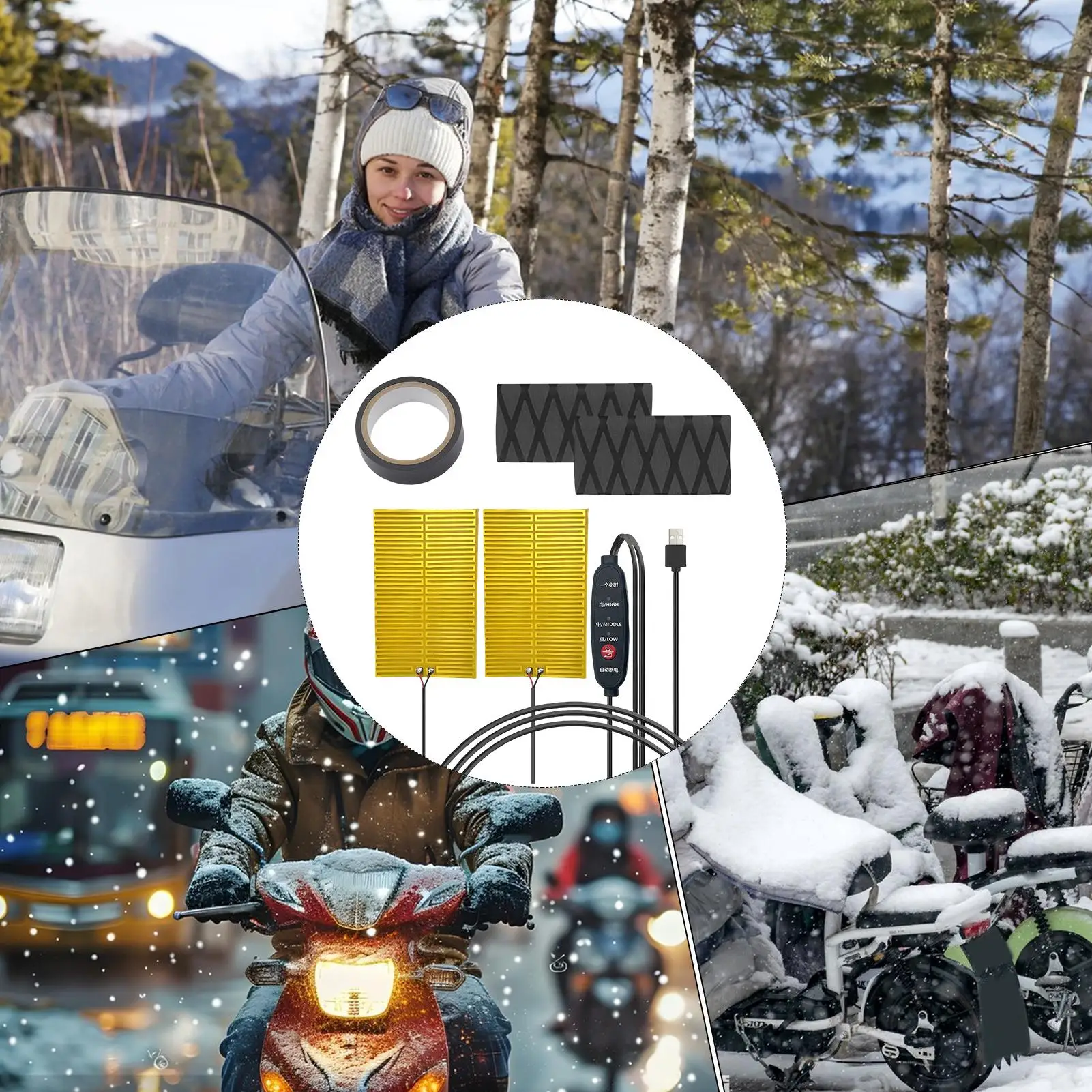 

For Bike Motorcycle Hand Grips Temperature Control Heated Grips Pad Warmer Sleeve For Van Bicycle Atv Dirtbike Mountain