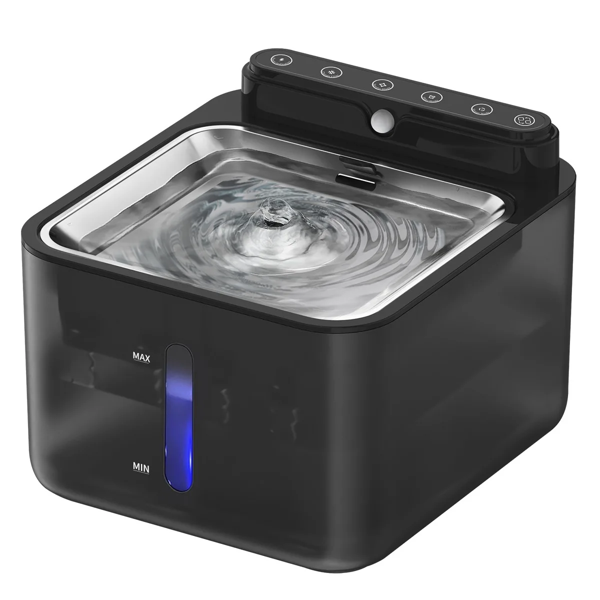 Stainless Steel Automatic Cat Bowl 3L – Unplugged Charging, Water Circulation, Square Indoor Design