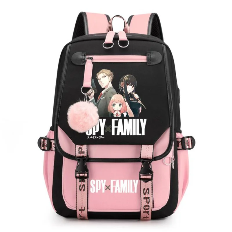 Anime SPY×FAMILY Print Backpack Teenarges Schoolbag Men Women Color Blocking USB Laptop Rucksack Travel Shoulder Outdoor Bags