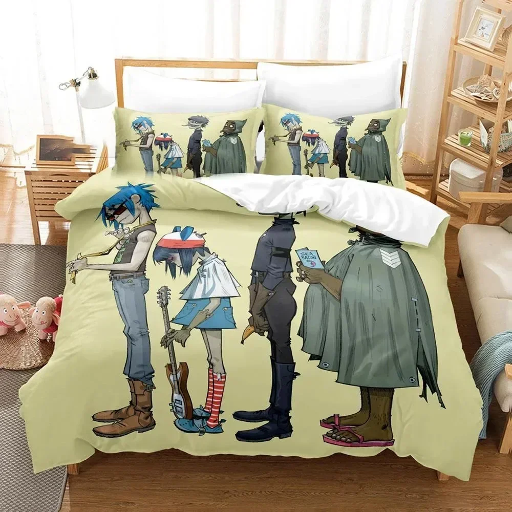 

New Printed Gorillaz Music Band Bedding Set Duvet Cover Sheet Printed Bed Set Pillowcase Full Queen King Size Comforter Bedroom