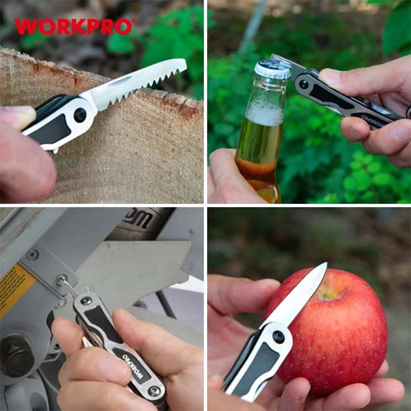 WORKPRO WP382009 15-In-1 Multi Purpose Pliers - Portable Folding Multi Purpose Manual Tool with Sheath