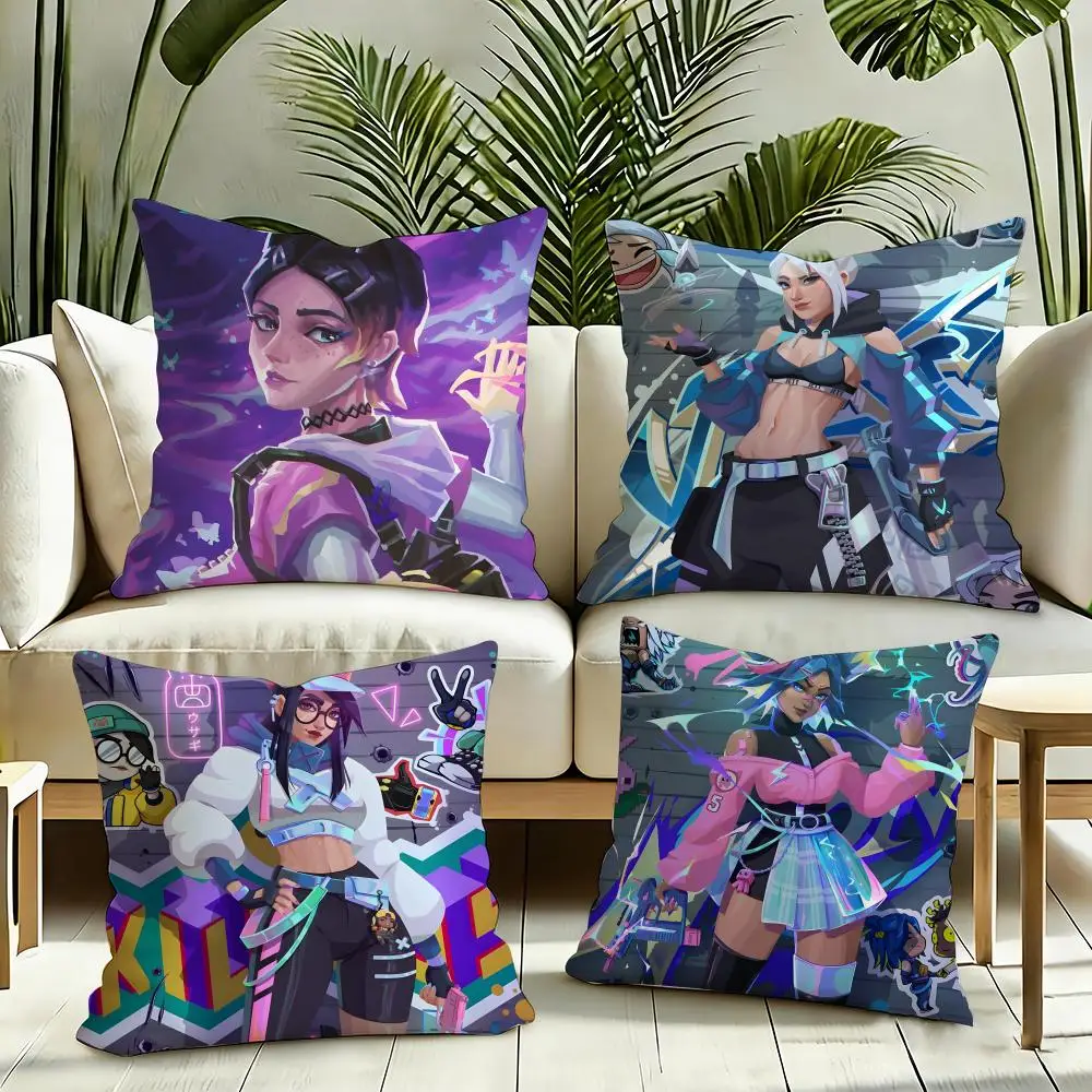 V-VALORANTS Game Cushion Cover Silky Short Plush Invisible Zipper Dustproof Sofa Pillow Case for Home Decor