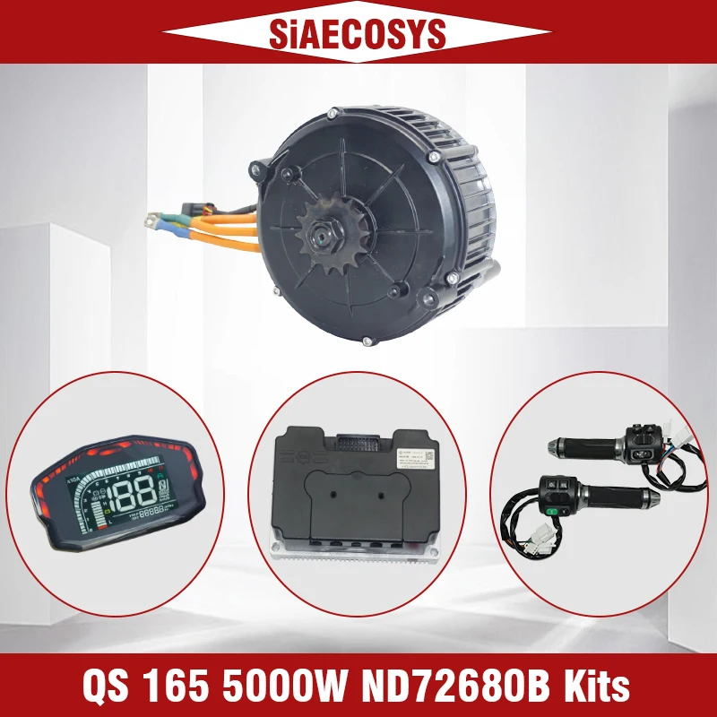 QS MOTOR QS165 V2 5000W 72V 35H Encoder Version PMSM Mid Drive Motor Kits with ND72680B Controller for Elecitric Motorcycle