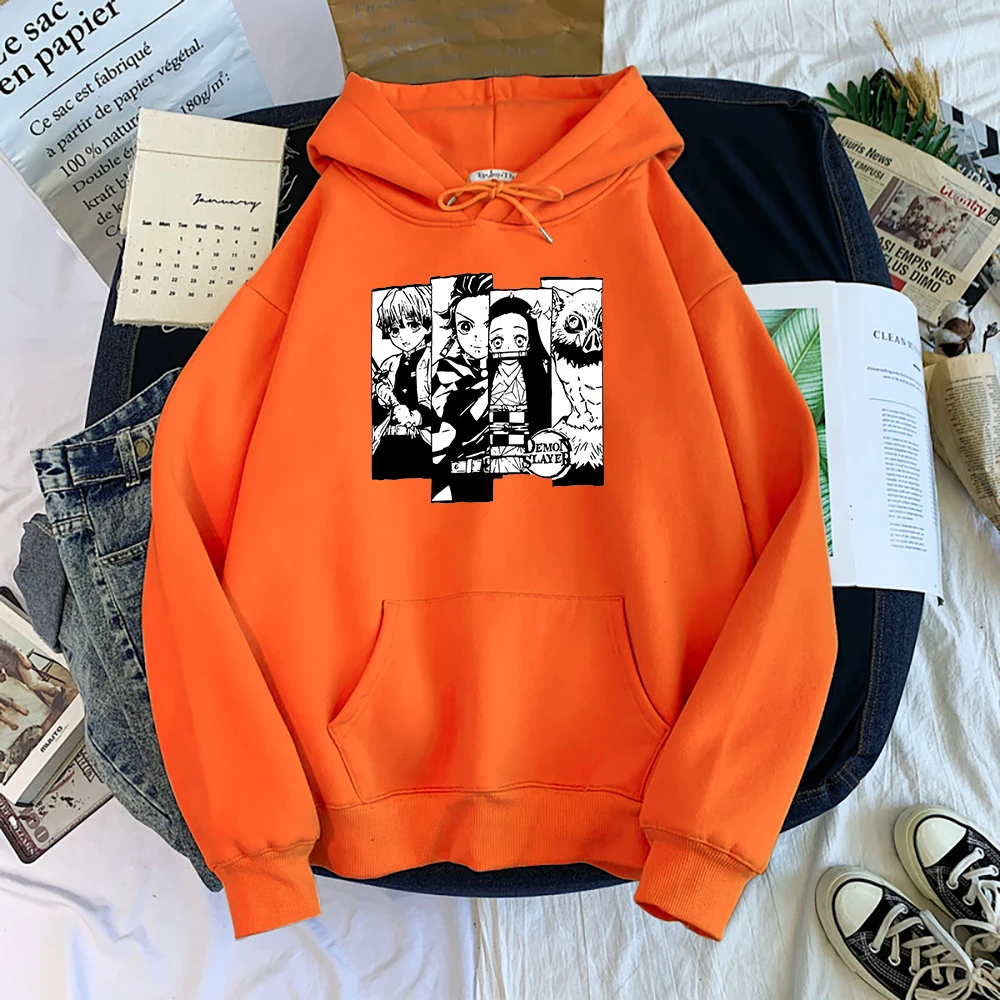 Demon Slayer Anime Character TEAM Hoodies Harajuku Crewneck Clothing Autumn O-Neck Pullovers Hoody Autumn Loose Hoody Male