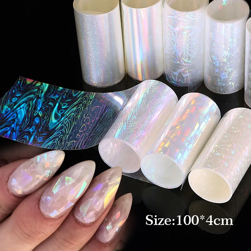 Nail Transfer Sticker Aurora Mirror Effect Nail Foils Starry Nail Wraps DIY Manicures Transfer Decals Slider Decor Accessories