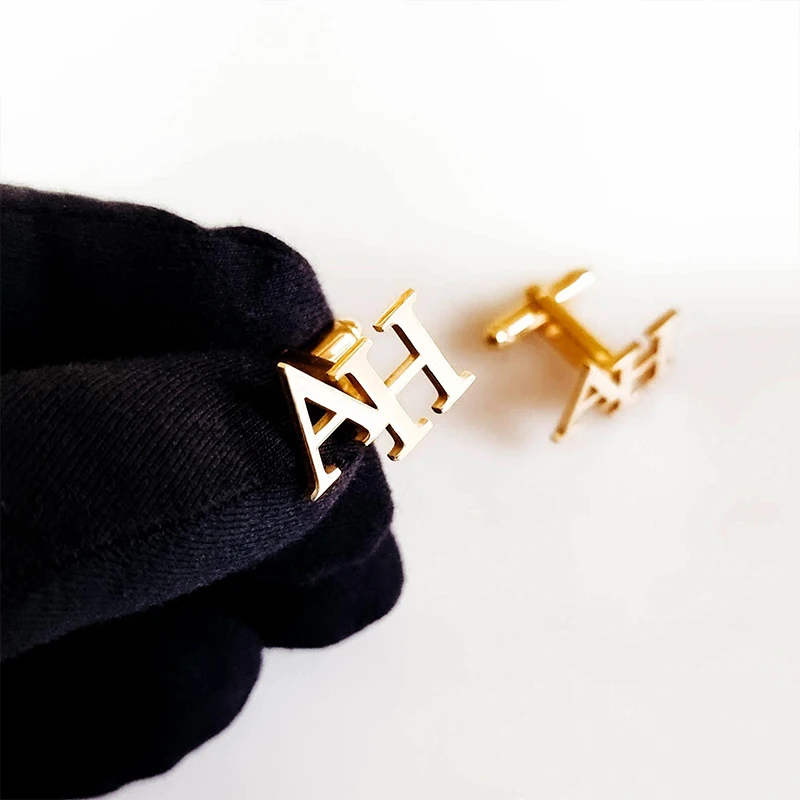 

Personalized 2PC Initial Spelling Name Cufflinks Custom Any Letter Language Stainless Steel Jewelry Men's Business Accessories
