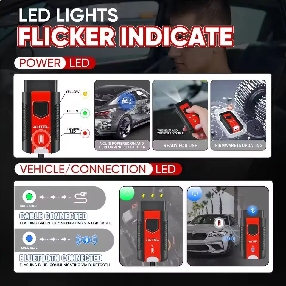 For Autel MaxiVCI V200 Bluetooth VCI Compatible with MS906Pro/ MS906Pro-TS/KM100/BT609/BT608 Support DoIP and Can FD Protocols