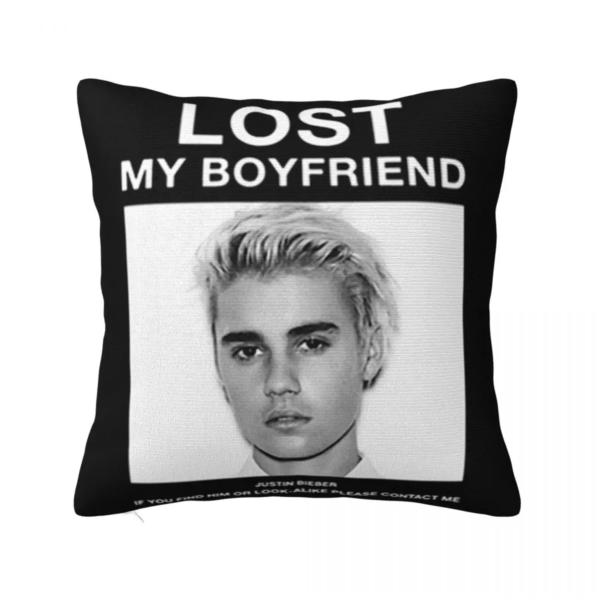 Lost My Boyfriend Justin Bieber Interested Pictures Comical Winter Formal Cartoon Character Unique Customiz Pillow Case